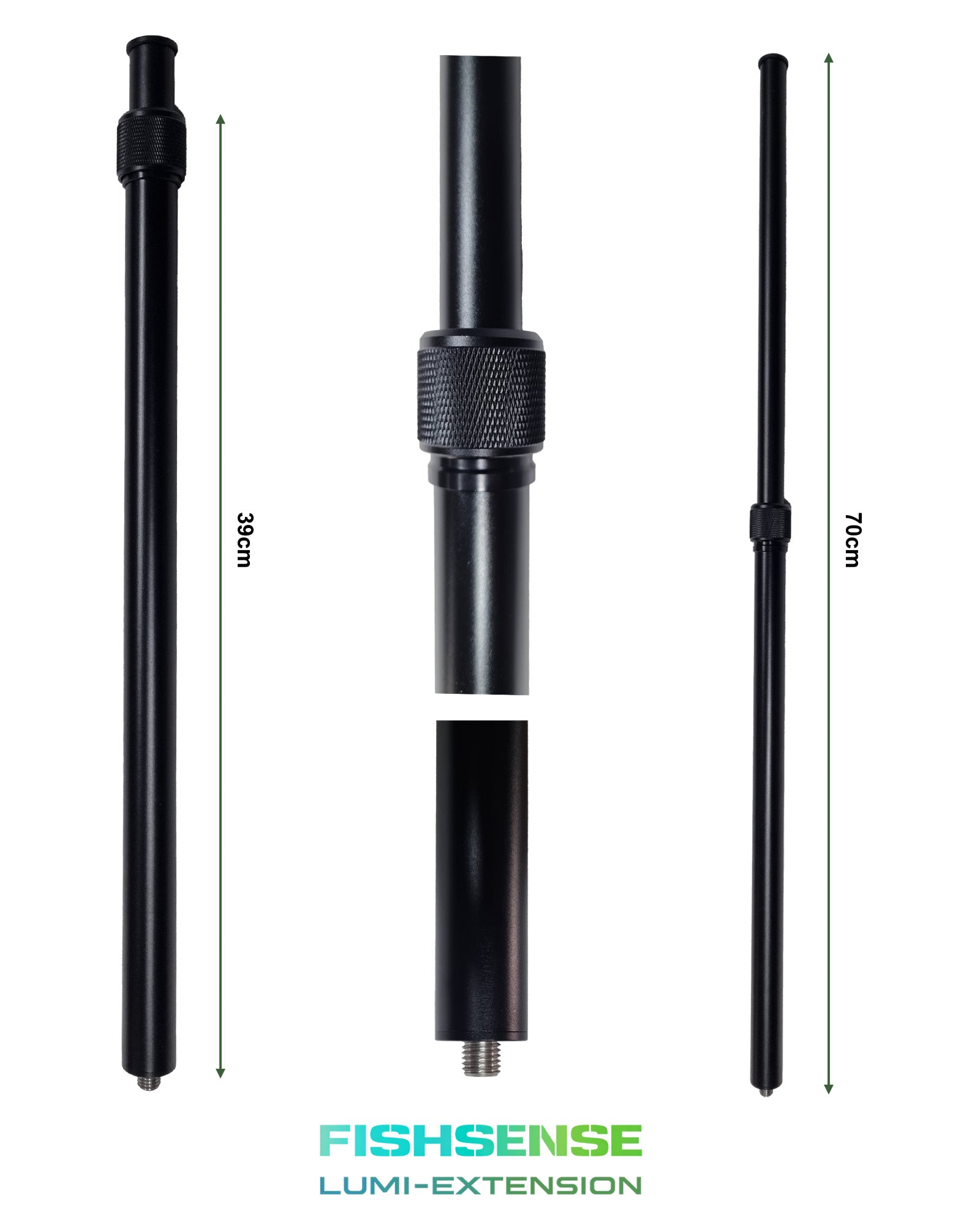 Lumi-Extension aluminium verlengstuk – ingeklapt 39 cm en uitgeschoven 70 cm, met verstelbare schroefdraad-verbinding